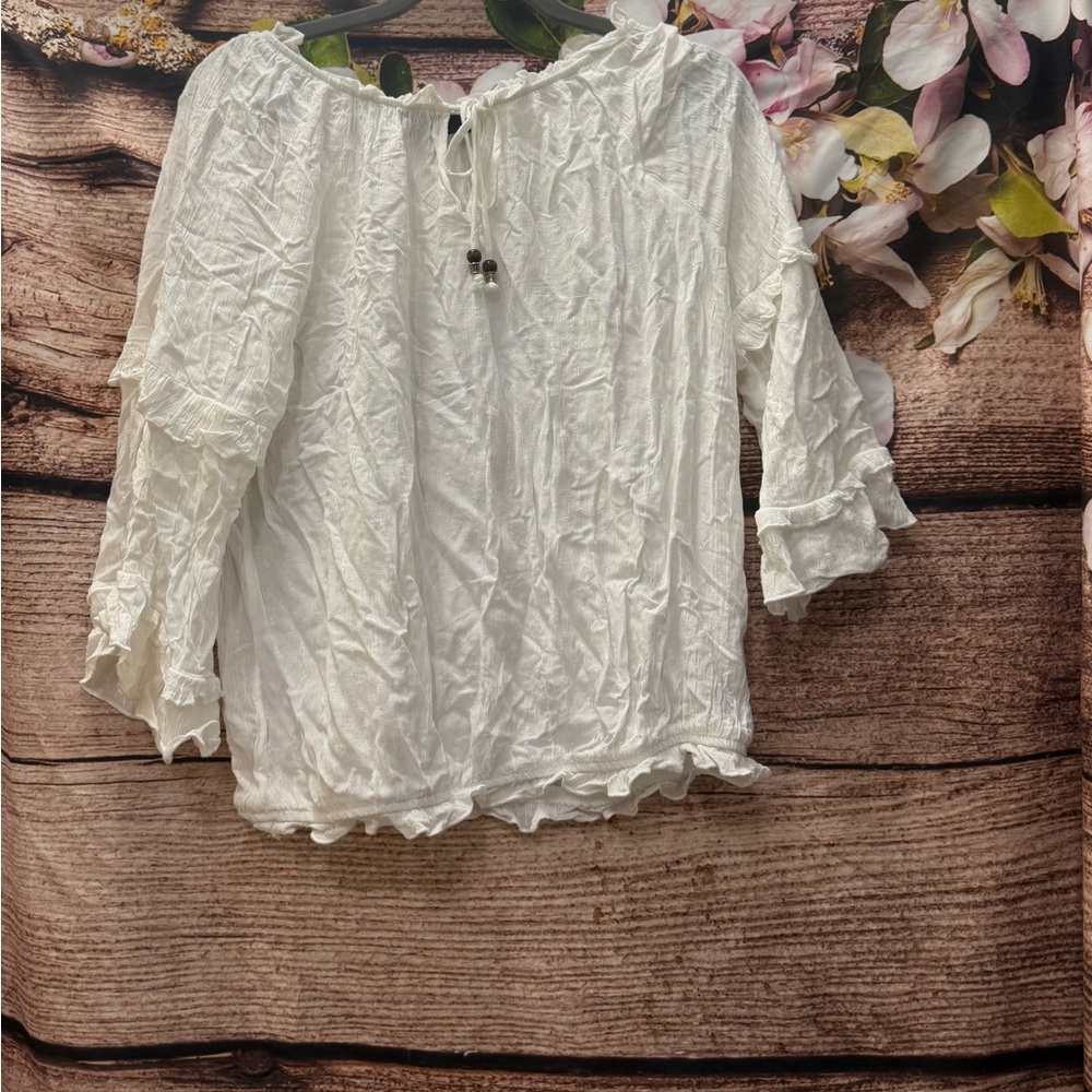BCX White Ruffle Blouse